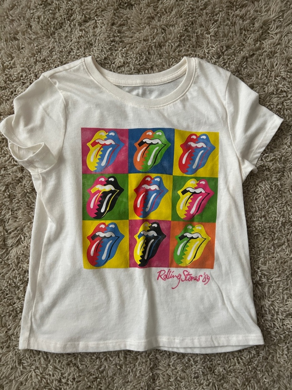 The Rolling Stones Kids Tee with Multicolor Pop-Tongue Grid Size M